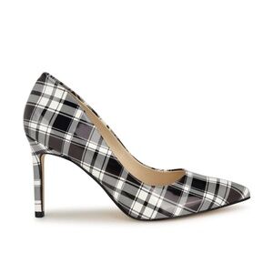 Nine West Ezra Pointy Toe Pump Heel-Black & White Plaid-Size 9.5-Brand New